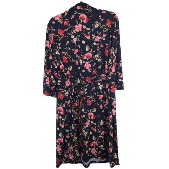 Motherhood Maternity Floral Midi Dress Size 1X Collared V Neck Back Tie - Picture 5 of 7